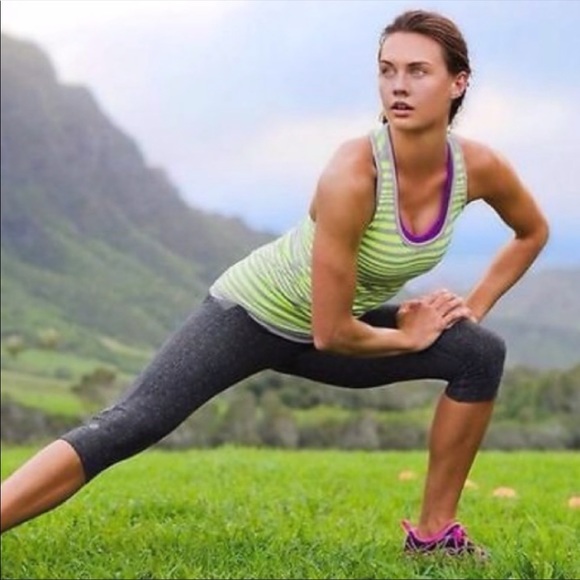 Athleta Tops - Athleta Yellow & Grey Striped Racerback Tank